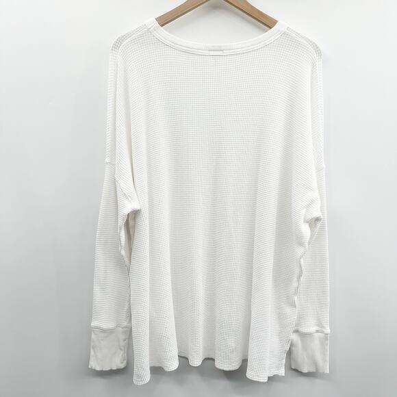 OFFLINE by Aerie Wow! Waffle Knit Long Sleeve T-Shirt in White Size XL - Picture 4 of 12